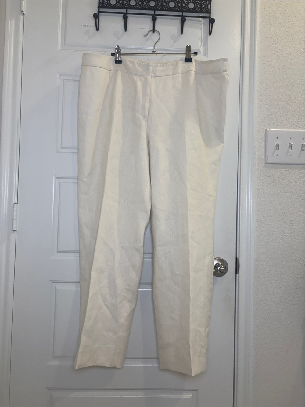 Lafayette 148 New York Size 16 100% Linen Ivory Menswear Trousers Pants